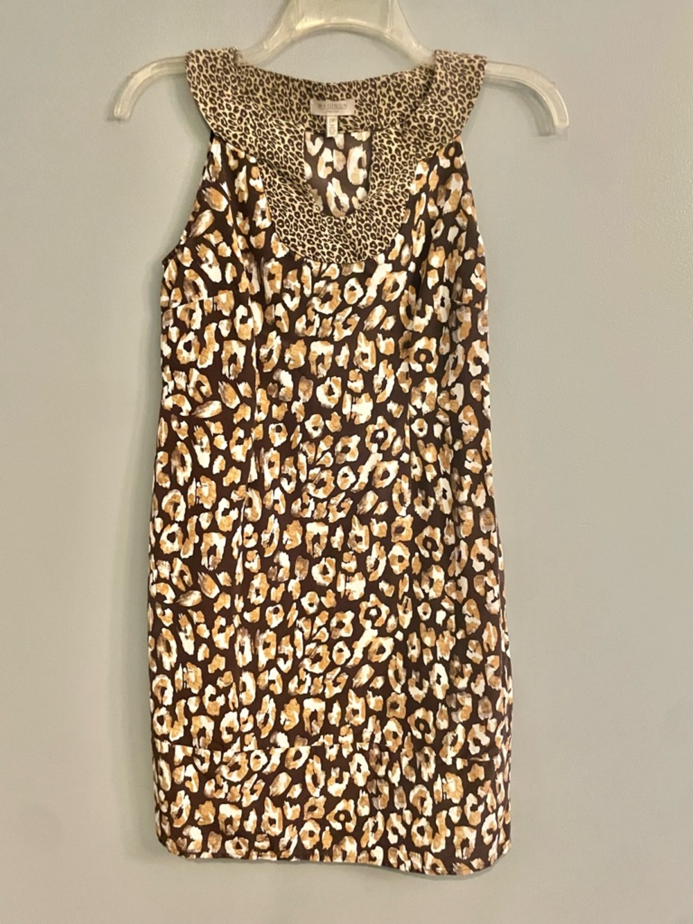 Vintage Madison Leopard Print Shift Dress with Contrast Collar